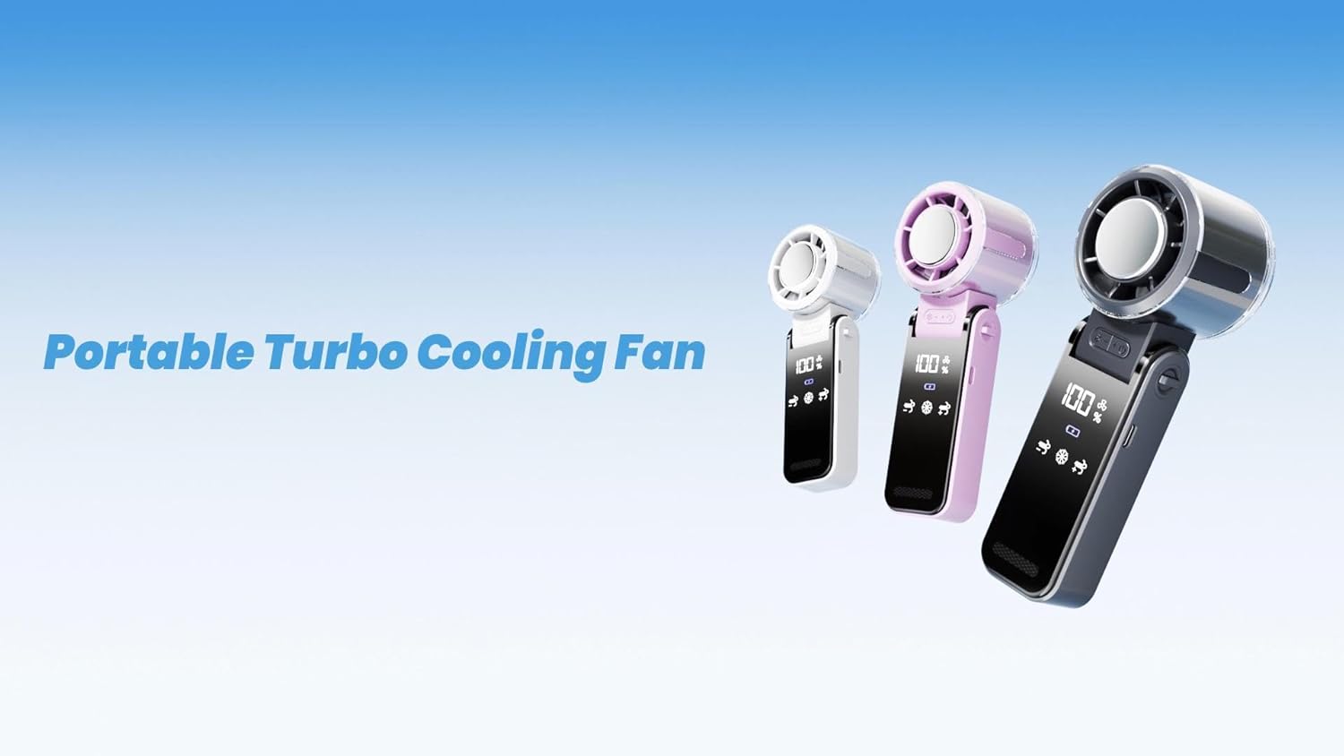 HappyGoo Portable Handheld Fan, 1-100 Speed Brushless Turbo Mini Fan (10000 RPM), 120° Foldable Desk Fan with Cool Ice Compress, USB Rechargeable for Travel, Commuting, Office, Makeup & Eyelash Dry - 图片 10