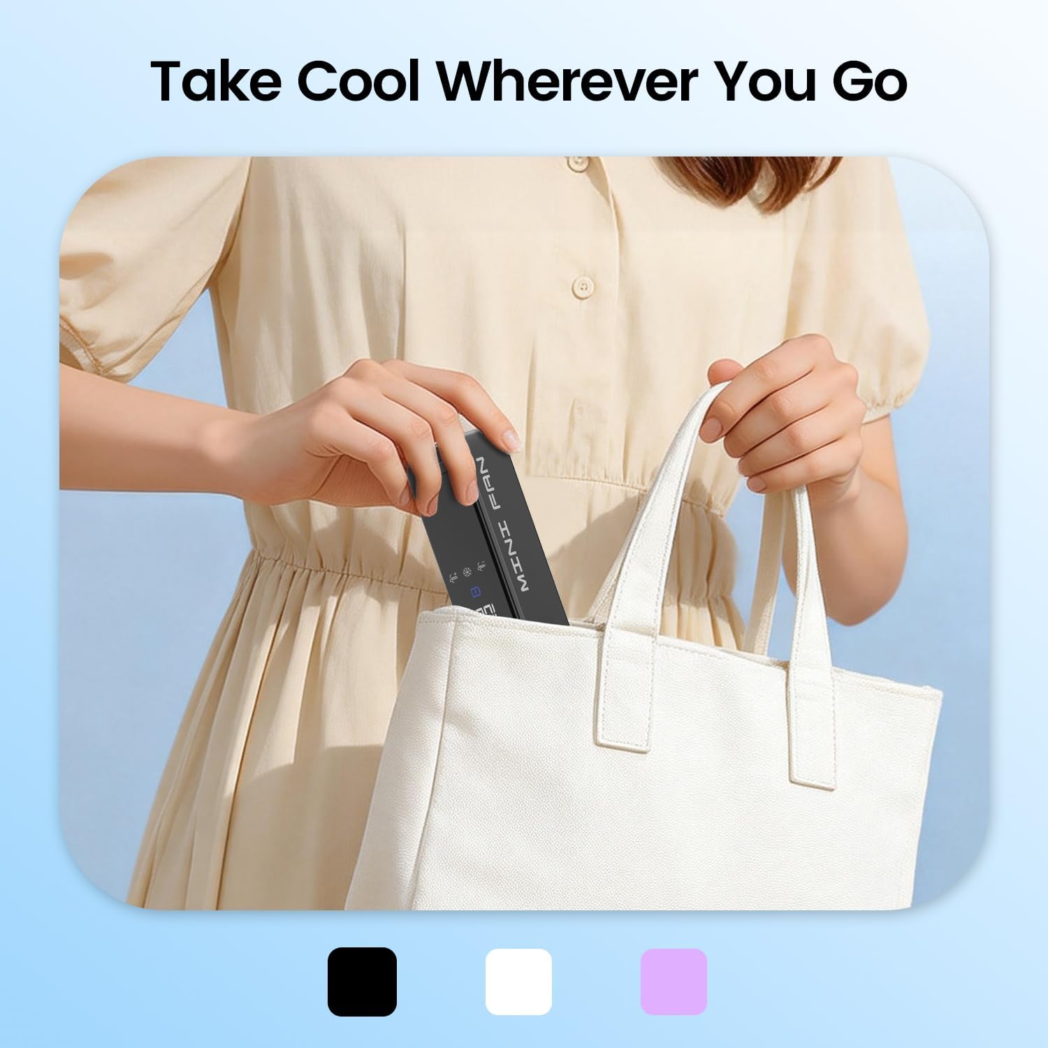 HappyGoo Portable Handheld Fan, 1-100 Speed Brushless Turbo Mini Fan (10000 RPM), 120° Foldable Desk Fan with Cool Ice Compress, USB Rechargeable for Travel, Commuting, Office, Makeup & Eyelash Dry - 图片 7